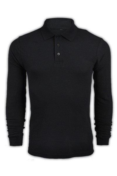 SKLPS002 pure color plain colour black 007 long sleeved men' s Polo shirt 1AD01 online ordering supply long sleeved polo-shirts cotton 100% breathable polo made in Hk Hong Kong company supplier price 45 degree
